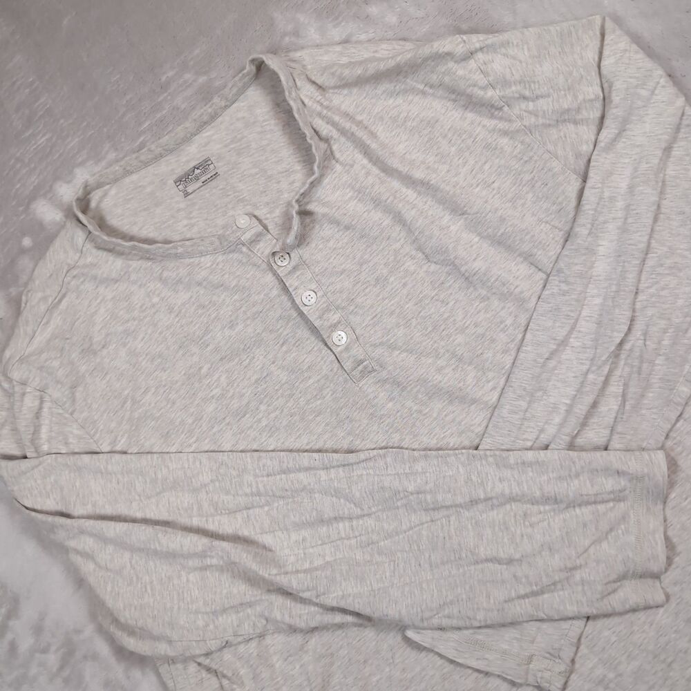 Patagonia‎ Daily Henley Shirt Mens XL Beige Base Layer Solid Long Sleeve Hiking